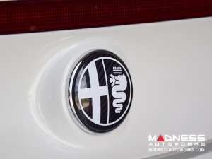 Alfa Romeo 4C Carbon Fiber Badge Cover Kit - Alfa Romeo Logo in White